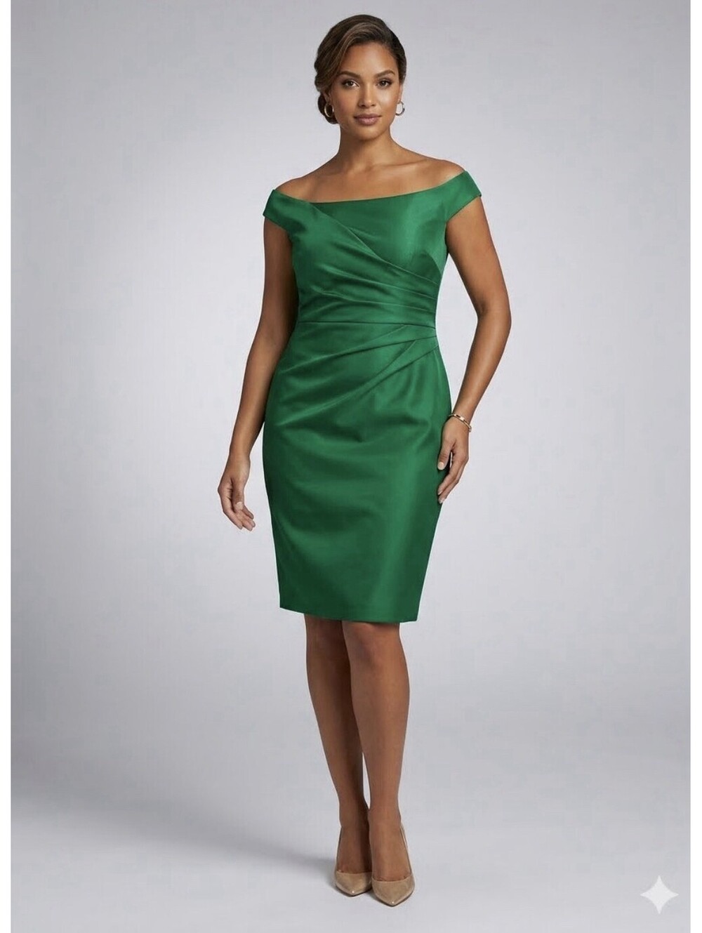 NWT Belle Pogue Plus 2XL Dress Green Sleeveless Sheath Asymmetrical Neck Ruching